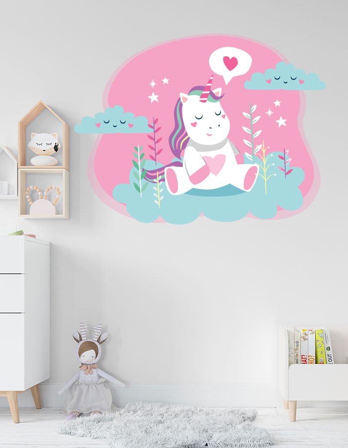 Uyuyan%20Güzel%20Unicorn%20Çocuk%20Odası%20Sticker